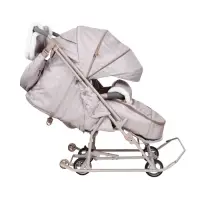 Санки - коляска «Наши детки 6», чехол для ног, муфта, сумка, бежевый
