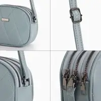 Сумка женская кросс-боди на молнии, 19&times;7&times;15 см, со стёжкой, серо-синяя