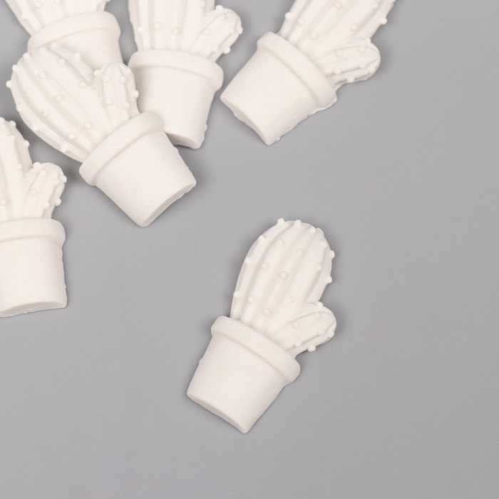 Декор для творчества полистоун Декор для творчества полистоун "Кактус в горшочке" белый набор 6 шт 2х3,7 см