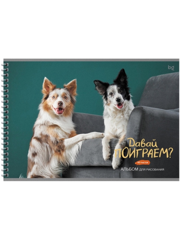 Альбом для рисования А4, 40 листов на гребне &laquo;Домашние питомцы&raquo;, блок фсет 100 г/м&sup2;, МИКС