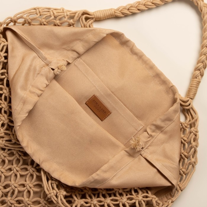 Сумка женская SL Home, ручное плетение, хлопок, длина ручек 15 см, 40×32 см Сумка женская SL Home, ручное плетение, хлопок, длина ручек 15 см, 40×32 см