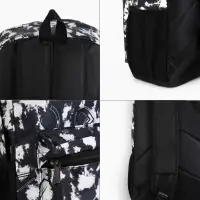 Рюкзак школьный на молнии, с карманами, с принтом, размер 30&times;13&times;42 см, чёрный/белый