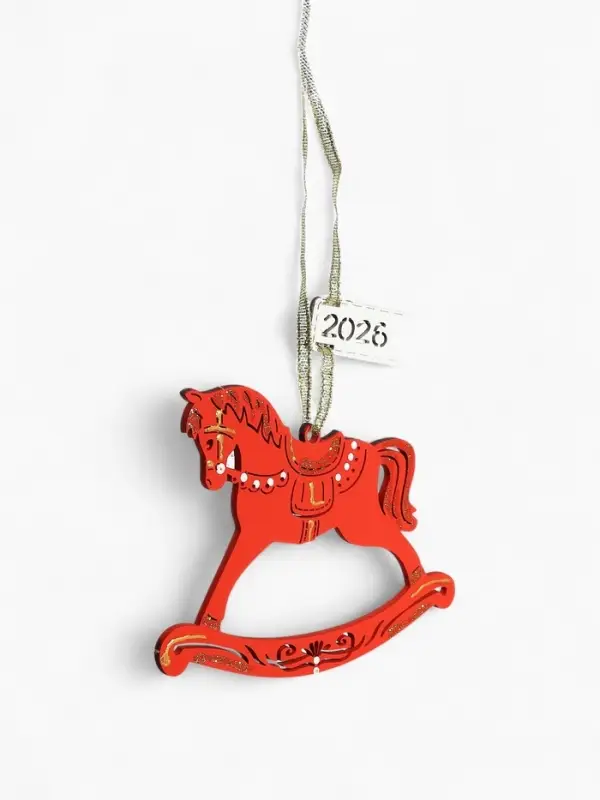 Ёлочное украшение Ёлочное украшение "Лошадка. 2026" 11,5х8,5 см, Красный-белый