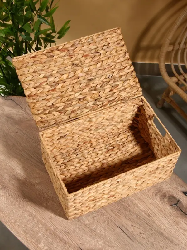 Корзинка прямоугольная с крышкой, 40×25×18 см, водный гиацинт Корзинка прямоугольная с крышкой, 40×25×18 см, водный гиацинт