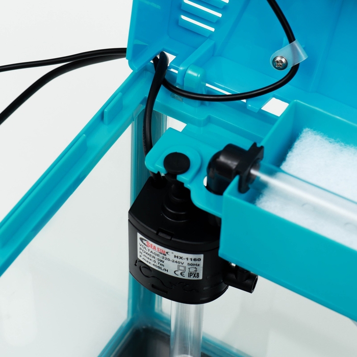 Аквариум SeaStar HX-240F в комплекте: LED-лампа, фильтр, 10 л, голубой Аквариум SeaStar HX-240F в комплекте: LED-лампа, фильтр, 10 л, голубой