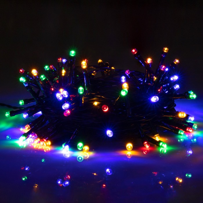 Гирлянда «Нить» 10 м, IP44, тёмная нить, 100 LED, свечение мульти, 2 режима, солнечная батарея Гирлянда «Нить» 10 м, IP44, тёмная нить, 100 LED, свечение мульти, 2 режима, солнечная батарея