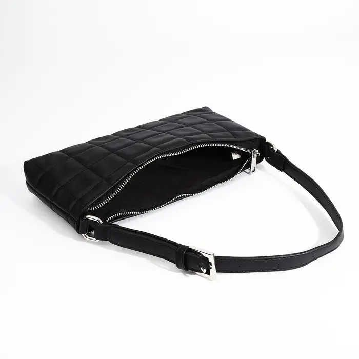 Сумка женская багет на молнии, 27&times;5&times;13 см, чёрная