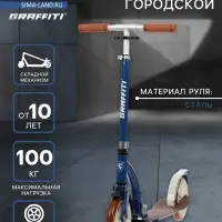 Самокат городской GRAFFITI Cruiser 230, складной, колёса PU 230/200 мм, ABEC 9 Carbon, синий