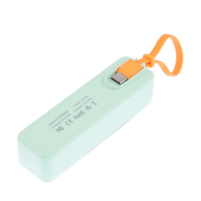 Внешний аккумулятор DX151, 5000 мАч, USB, Type-C, кабель Type-C, фонарь, зелёный Внешний аккумулятор DX151, 5000 мАч, USB, Type-C, кабель Type-C, фонарь, зелёный