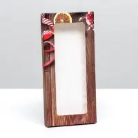 Коробка для шоколада с окном «Новогодняя открытка», 17.1×8×1.4 см