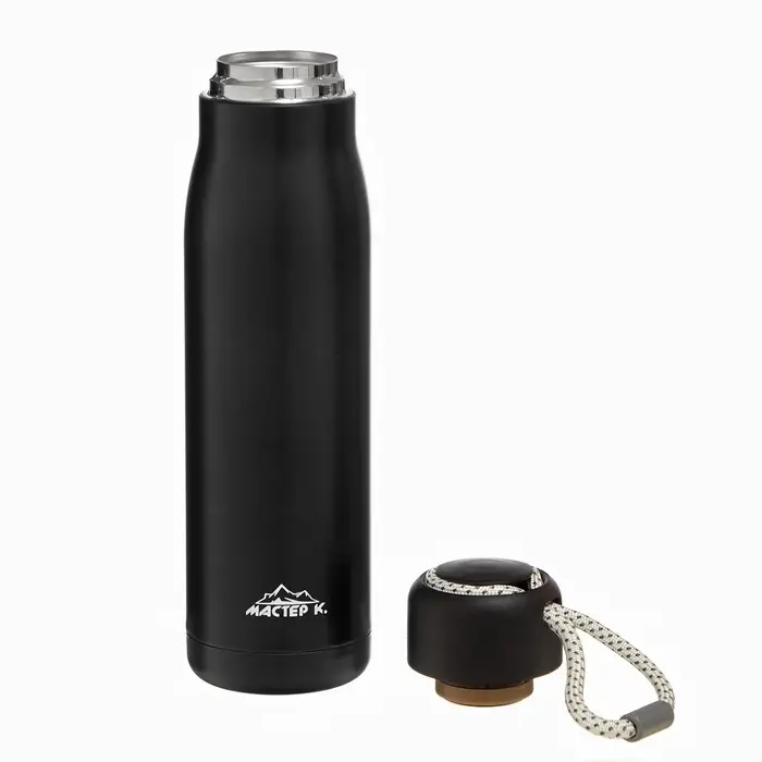 Термос Traveller &laquo;Мастер К.&raquo;, 600 мл, для чая, кофе, сохраняет тепло 10 ч, 26&times;7 см, черный