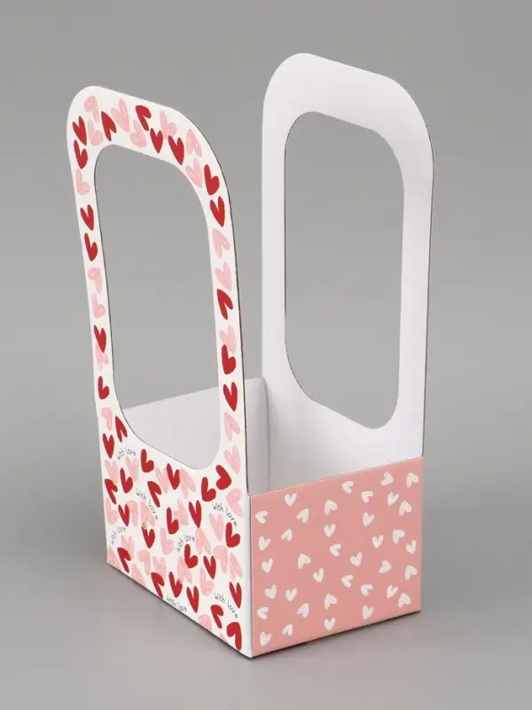 Коробка - переноска для цветов &laquo;С любовью&raquo;, 17&times;12&times;32 см