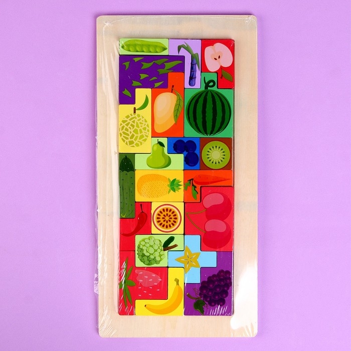Пазл-тетрис «Фрукты», 30 × 15 × 1 см