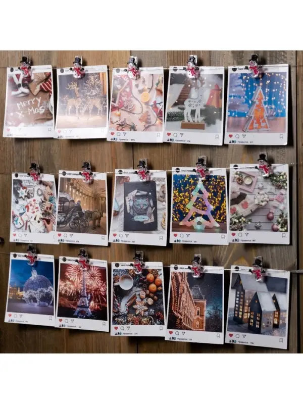 Гирлянда &laquo;Нить&raquo; 2 м, роса с насадками &laquo;Прищепки-снеговик&raquo;, IP20, серебристая нить, 20 LED, от батареек АА&times;2, свечение тёплое белое