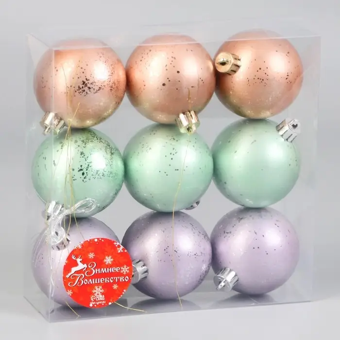Ёлочные игрушки &laquo;Элит&raquo; треск, шары новогодние, d=6 см, набор 9 шт., МИКС