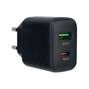 Переходник сетевого зарядного устройства на Type-C PD20W + USB QC3.0 CS25A HOCO черный