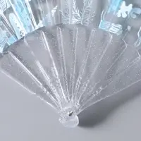 Веер складной пластик &laquo;Морские ракушки и кораллы&raquo;, голубой, блеск, 23 см