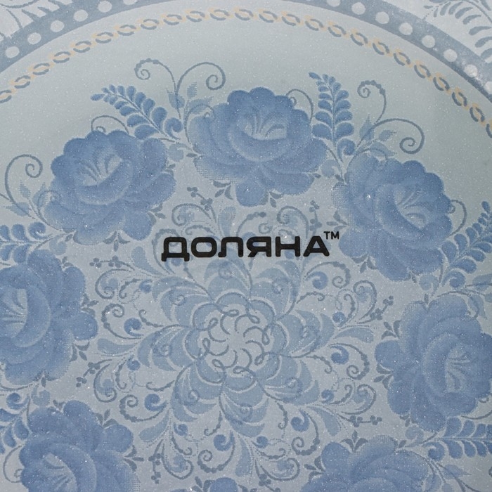 Подставка стеклянная для яиц Доляна «Цветочная роспись», 3 ячейки, 21×18 см, цвет белый