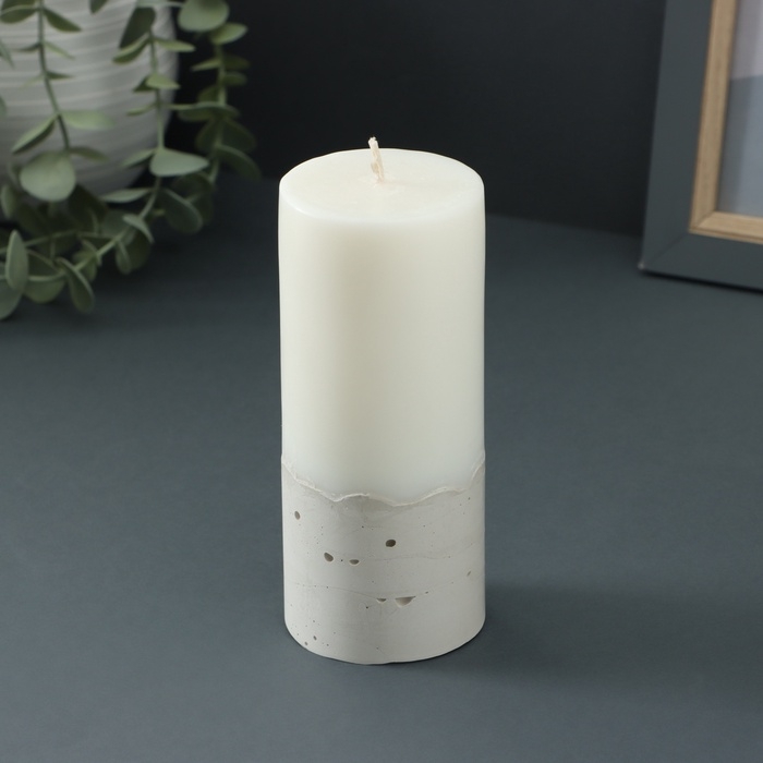 Свеча-цилиндр Свеча-цилиндр "Бетон", 6х15 см, белая