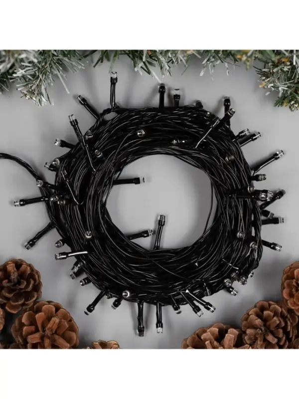 Гирлянда &laquo;Нить&raquo; 10 м, IP20, тёмная нить, 100 LED, 8 режимов, 220 В, свечение белое