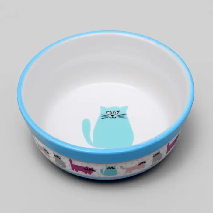 Миска &laquo;Кошачья жизнь&raquo;, 300 мл, 12.7&times;5 см, керамика, голубая