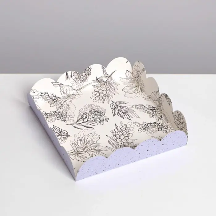 Коробка для печенья, кондитерская упаковка с PVC крышкой, &laquo;Грозди&raquo;, 13 х 13 х 3 см