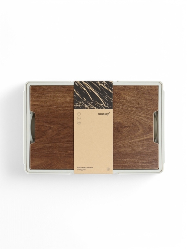 Стол - корзина Maclay 2 в 1, складной, 15 л, 33 х 22 х 17/4,5 см, светло-серый