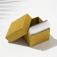 Коробочка подарочная под кольцо, серьги &laquo;Блеск&raquo;, 5&times;5 см, (полезная часть 4.5&times;4.5 см), вставка чёрная, цвет золото