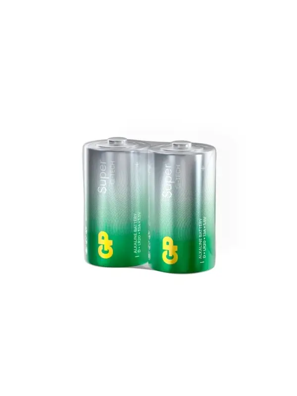 Батарейка алкалиновая GP Super, D, LR20-2BL, 1.5 В, спайка, 2 шт.