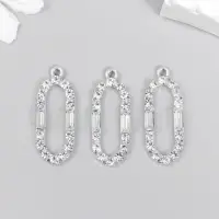 Декор для творчества металл, стразы "Вытянутый овал" серебро 3,1х1,2 см Декор для творчества металл, стразы "Вытянутый овал" серебро 3,1х1,2 см