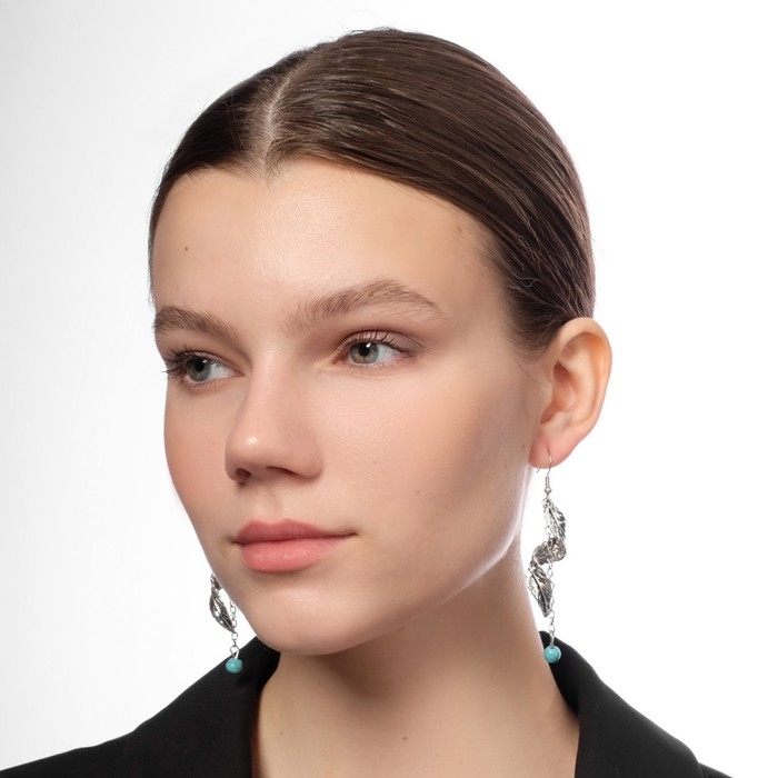 Серьги ассорти «История» скрученное перо, цвет голубой в чернёном серебре Серьги ассорти «История» скрученное перо, цвет голубой в чернёном серебре