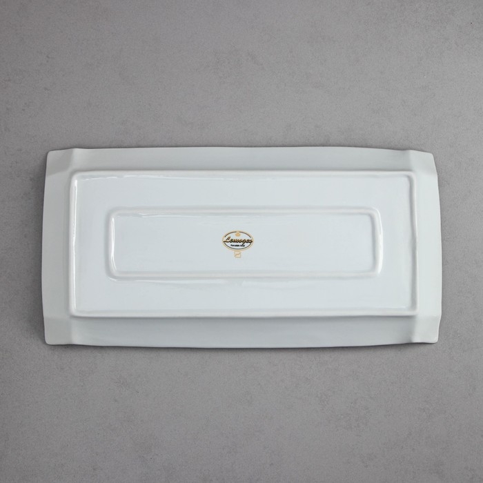 Селедочница Kabab Platter, большая, 45,5×23×3,5 см, золотая обводка, фарфор, Иран Селедочница Kabab Platter, большая, 45,5×23×3,5 см, золотая обводка, фарфор, Иран