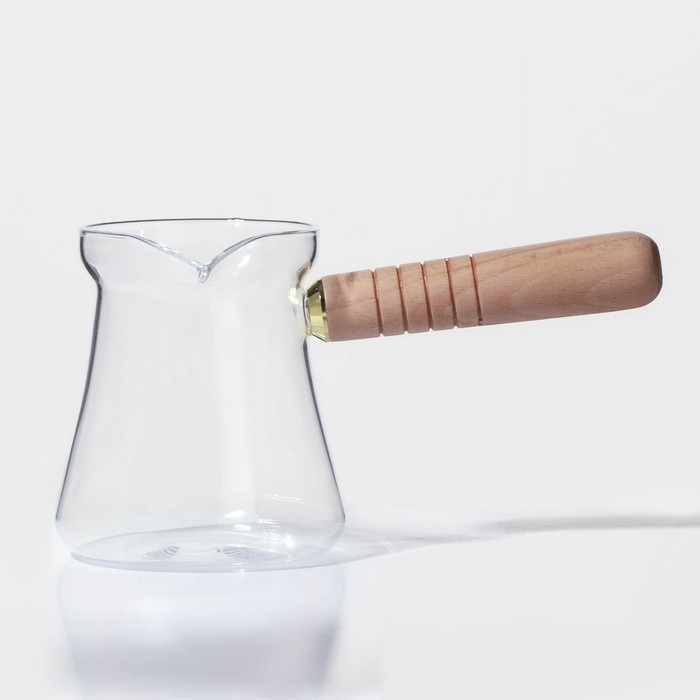 Турка стеклянная «Арабика», 300 мл, 18,5×9×10 см, деревянная ручка Турка стеклянная «Арабика», 300 мл, 18,5×9×10 см, деревянная ручка