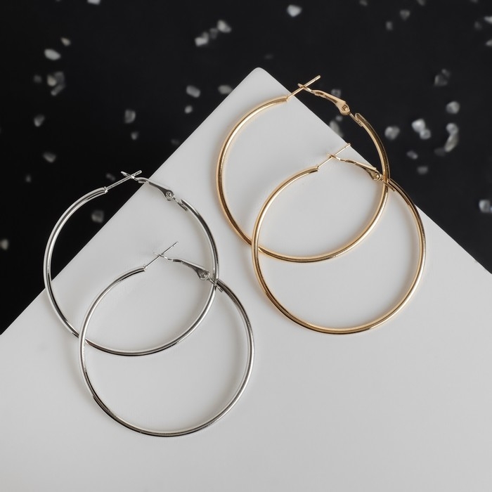 Серьги-кольца «Классика» d=5 см, цвет МИКС Серьги-кольца «Классика» d=5 см, цвет МИКС