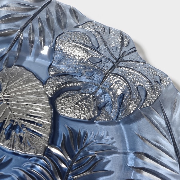 Тарелка стеклянная «Арабис», d=21,5 см, цвет голубой Тарелка стеклянная «Арабис», d=21,5 см, цвет голубой