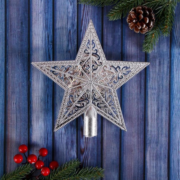 Наконечник Наконечник "Звезда" праздничный декор, 18х18 см, серебро
