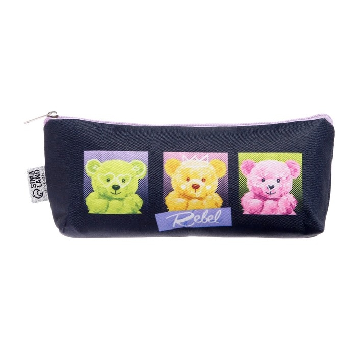 Пенал мягкий 1 отделение, 80 х 195 х 30мм, объёмный, Пенал мягкий 1 отделение, 80 х 195 х 30мм, объёмный, "Мишки"