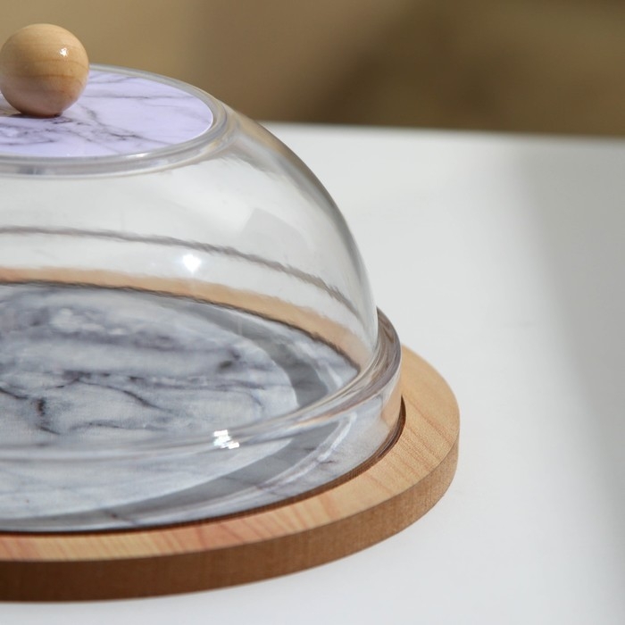 Блюдо сервировочное с крышкой «Белый мрамор», 15 см
