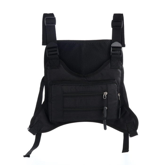 Сумка нагрудная на молнии, 2 наружных кармана, цвет чёрный Сумка нагрудная на молнии, 2 наружных кармана, цвет чёрный