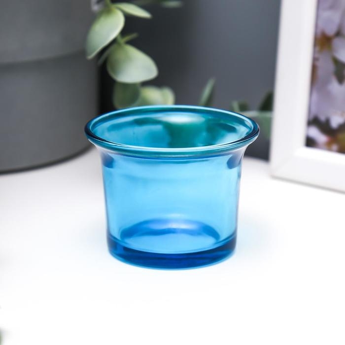 Подсвечник стекло 4,7 x 6,2 x 6,2 см Подсвечник стекло 4,7 x 6,2 x 6,2 см "Глянец", голубой