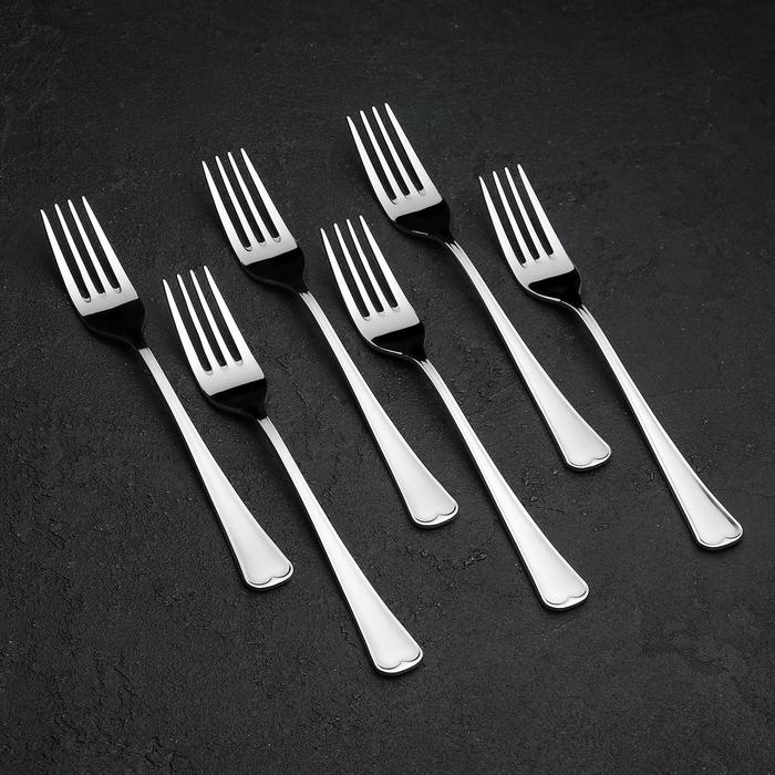 Вилка столовая &laquo;Мондиал&raquo;, длина 19,8 см, толщина 2,5 мм, цвет серебряный