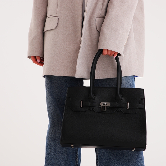 Сумка женская тоут, на молнии, цвет чёрный