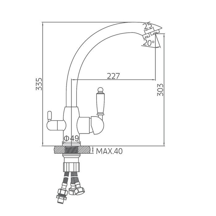Смеситель для кухни Accoona A5179C-7, с выходом для питьевой воды, латунь, бронза Смеситель для кухни Accoona A5179C-7, с выходом для питьевой воды, латунь, бронза