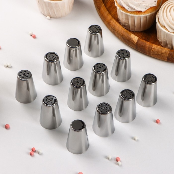 Набор насадок кондитерских Доляна, d=2,8 см, 12 шт Набор насадок кондитерских Доляна, d=2,8 см, 12 шт