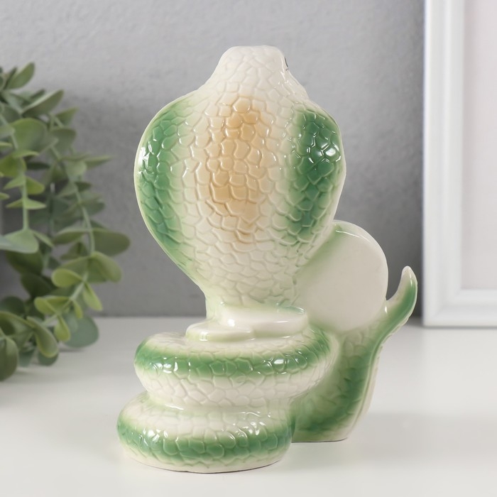 Сувенир керамика Сувенир керамика "Кобры с монетами" светло-зелёные с золотом набор 2 шт 9х12,2х15,5 см