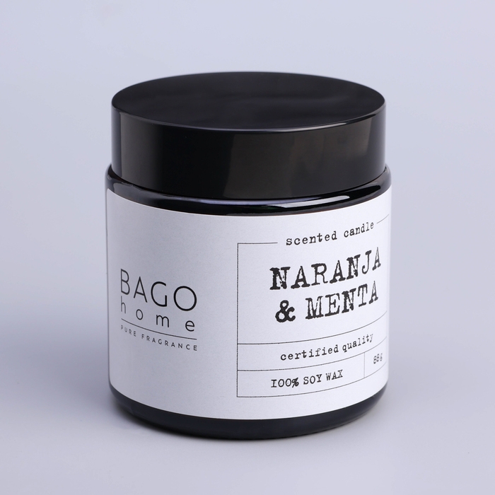 Свеча ароматическая в банке  Свеча ароматическая в банке "Мята и апельсин", совый воск, 88 г