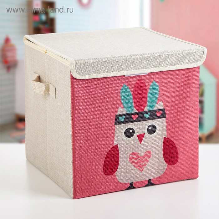 Короб стеллажный для хранения с крышкой «Совушка-индеец», 29×29×28,5 см Короб стеллажный для хранения с крышкой «Совушка-индеец», 29×29×28,5 см