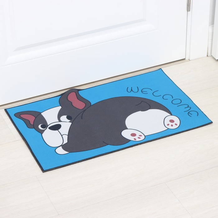 Коврик влаговпитывающий придверный Доляна «Бульдог», без окантовки, 38×57 см, цвет синий Коврик влаговпитывающий придверный Доляна «Бульдог», без окантовки, 38×57 см, цвет синий