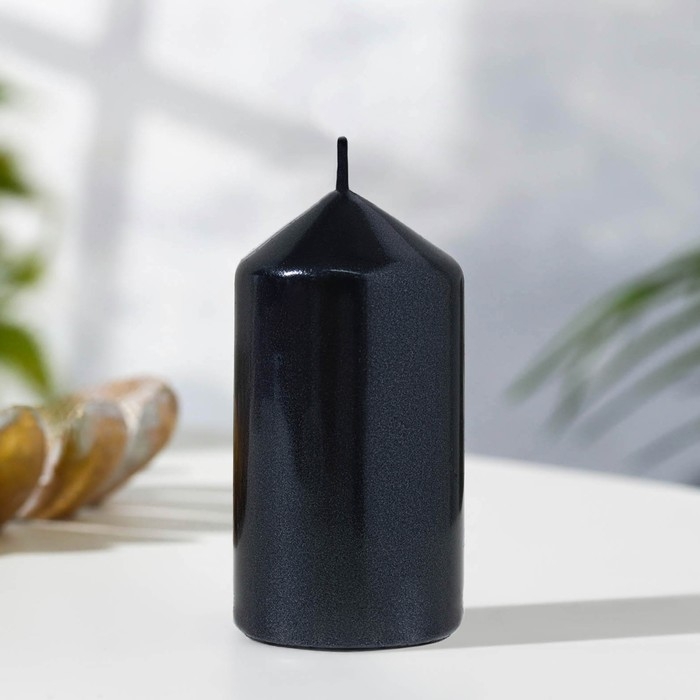 Набор свечей Набор свечей "Столбик", 4 штуки, чёрный металлик 7х3,8см