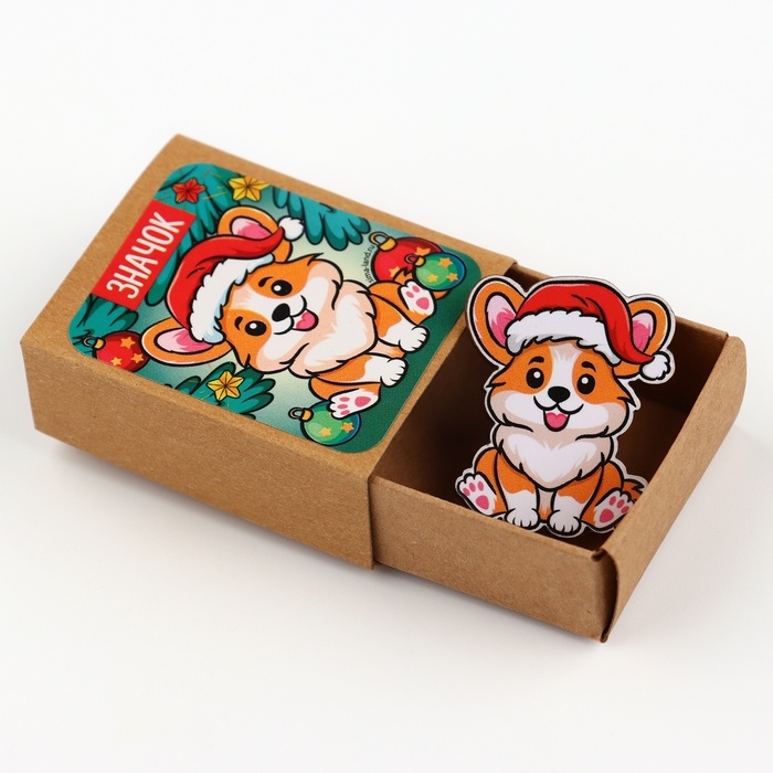 Новогодний значок в коробочке «Новый год: Новогодний корги» 2,7 х 3,3 см Новогодний значок в коробочке «Новый год: Новогодний корги» 2,7 х 3,3 см